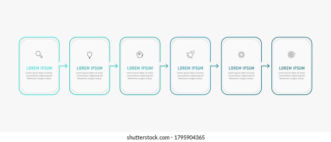 Business data visualization. Process chart. Abstract elements of graph, diagram with 6 steps, options, parts or processes. Vector business template . Creative concept for infographic.