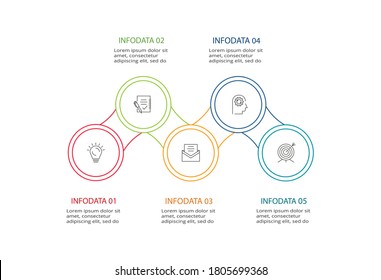 Business data visualization. Process chart. Elements of graph, diagram with 5 steps, options, parts or processes.