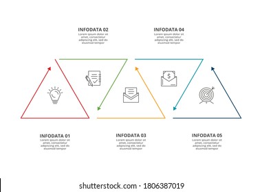 Business data visualization. Process chart. Elements of graph, diagram with 5 steps, options, parts or processes.