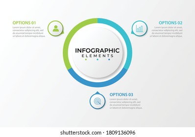 Business data visualization. Process chart. Abstract elements of graph, diagram with 3 steps, options, parts or processes. Vector business template for presentation. Creative concept for infographic.