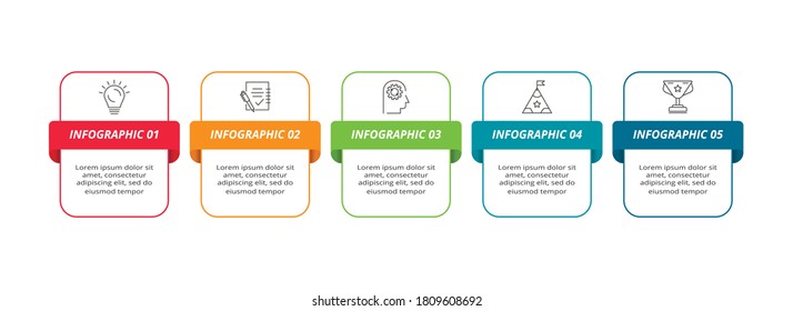 Business data visualization. Process chart. Elements of graph, diagram with 5 steps, options, parts or processes
