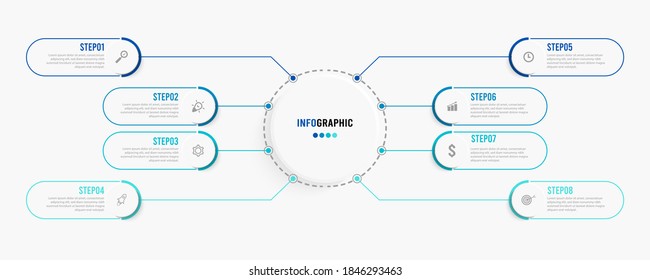 Business data visualization. Process chart. Abstract elements of graph, diagram with steps, options, parts or processes. Vector business template for presentation. Creative concept for infographic.
