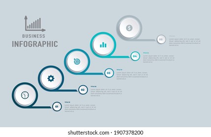 Business data visualization. Process chart. Abstract elements of graph, diagram with steps, options, parts or processes. Vector business   template for presentation. 