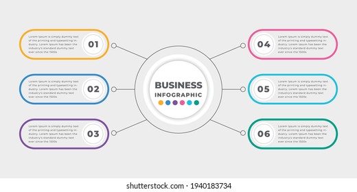 Business data visualization. Process chart. Abstract elements of graph, diagram with 6 steps, options, parts or processes. Vector  business template for presentation.