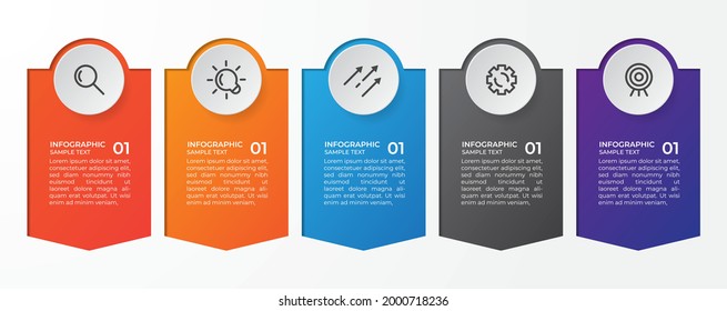 Business data visualization. Process chart. with five options. Abstract element of graph, diagram, step, option, processes. Vector business template for presentation. Creative concept for infographic.