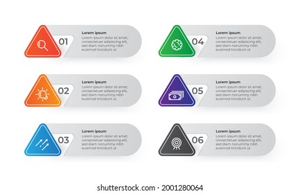 Business data visualization. Process chart. with six options. Abstract element of graph, diagram, step, option, processes. Vector business template for presentation. Creative concept for infographic.
