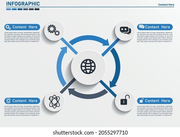 Business data visualization. Process chart. Abstract elements of graph, diagram with steps, options, parts or processes. Vector business template for presentation. 5 circle elements of graph.