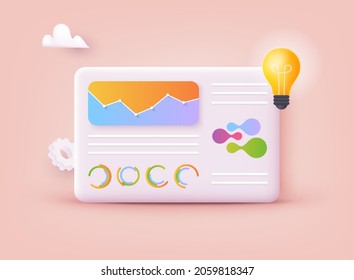 Business Data Visualization. Process Chart. 3D Web Vector Illustrations.