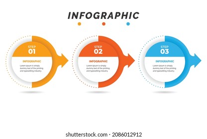 Business data visualization. Process chart. Abstract elements of graph, diagram with 3 steps, options, parts or processes. Creative concept for infographic.