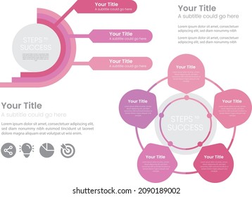 Business data visualization. Process chart. Pink pastel color Abstract elements of graph, with steps, options, parts or processes. Vector business template for presentation. Infographic, web design