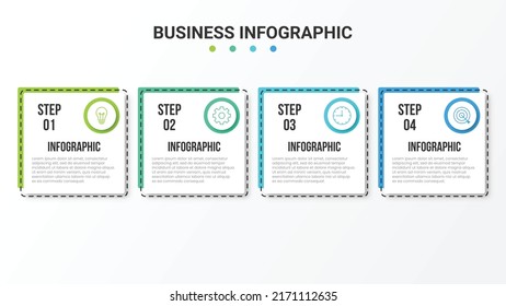 Business data visualization. Process chart. Elements of graph, diagram with 4 steps, options, parts or processes