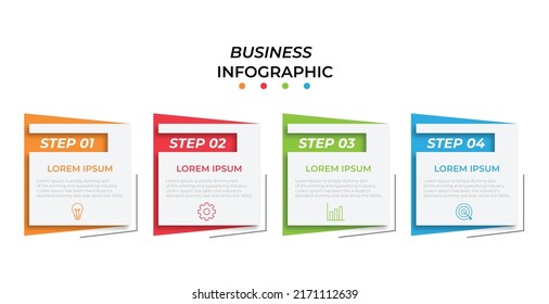Business data visualization. Process chart. Elements of graph, diagram with 4 steps, options, parts or processes