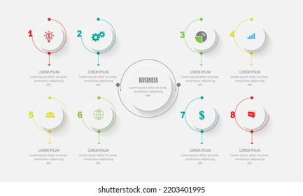 Business data visualization. Process chart. Abstract elements of graphs, diagrams with steps, options, sections or processes. Vector business template for presentations. Creative concept for infograph