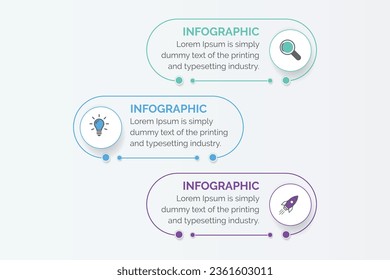 Business data visualization. Process chart. Abstract elements of graph, diagram with steps, infographic template with 3 options. Vector illustration.