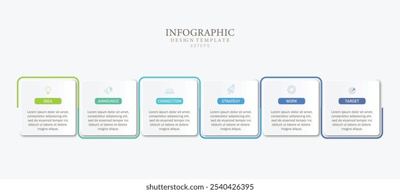 Business data visualization. Process chart. Abstract element in the form of a graph, diagram with 6 steps, options, parts or processes. Vector business template for presentation. Creative concept for 