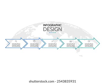 Business data visualization. Process chart. Abstract elements of graph, diagram with 5 steps, options, parts or processes. Vector business template for presentation. Creative concept for infographic.