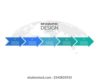 Business data visualization. Process chart. Abstract elements of graph, diagram with 5 steps, options, parts or processes. Vector business template for presentation. Creative concept for infographic.