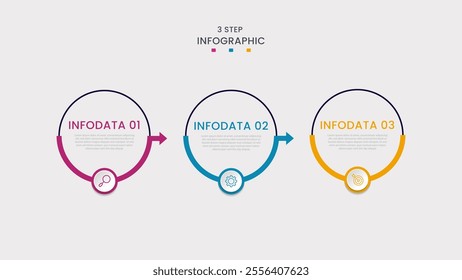 Business data visualization. Process chart. Abstract elements of a graph or diagram with Three Steps, and processes. Vector business template for presentation. Creative concept for infographic.