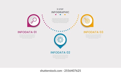 Business data visualization. Process chart. Abstract elements of a graph or diagram with Three Steps, and processes. Vector business template for presentation. Creative concept for infographic.