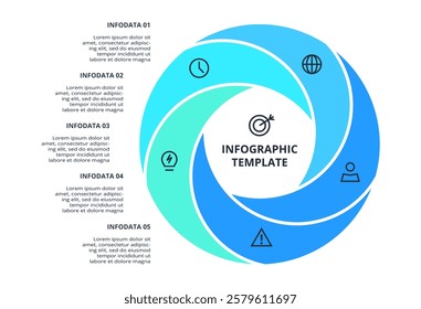 Business data visualization. Process chart. Elements of graph, diagram with 5 steps, options, parts or processes