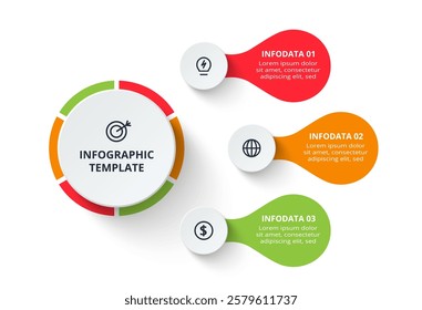 Business data visualization. Process chart. Elements of graph, diagram with 3 steps, options, parts or processes