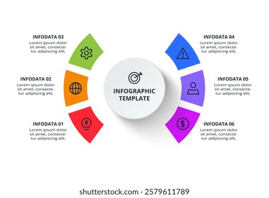 Business data visualization. Process chart. Elements of graph, diagram with 6 steps, options, parts or processes