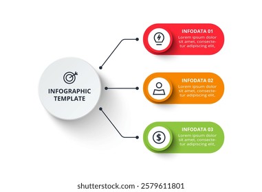 Business data visualization. Process chart. Elements of graph, diagram with 3 steps, options, parts or processes