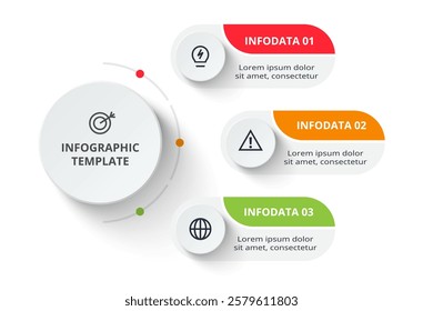 Business data visualization. Process chart. Elements of graph, diagram with 3 steps, options, parts or processes