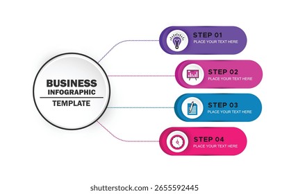 Business data visualization. Process chart. Elements of graph, diagram with 4 steps