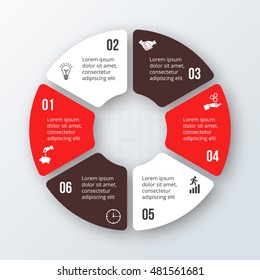Business data visualization. Process chart. Abstract elements of graph, diagram with 6 steps, options, parts or processes. Vector business template for presentation. Creative concept for infographic.