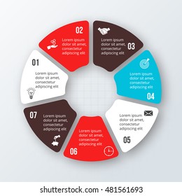 Business data visualization. Process chart. Abstract elements of graph, diagram with 7 steps, options, parts or processes. Vector business template for presentation. Creative concept for infographic.