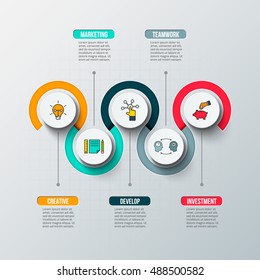 Business data visualization. Process chart. Abstract elements of graph, diagram with 5 steps, options, parts or processes. Vector business template for presentation. Creative concept for infographic.