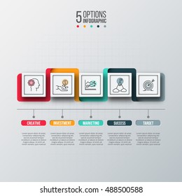 Business data visualization. Process chart. Abstract elements of graph, diagram with 5 steps, options, parts or processes. Vector business template for presentation. Creative concept for infographic.