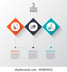Business data visualization. Process chart. Abstract elements of graph, diagram with 3 steps, options, parts or processes. Vector business template for presentation. Creative concept for infographic.