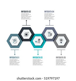 Business data visualization. Process chart. Abstract elements of graph, diagram with 5 steps, options, parts or processes. Vector business template for presentation. Creative concept for infographic.