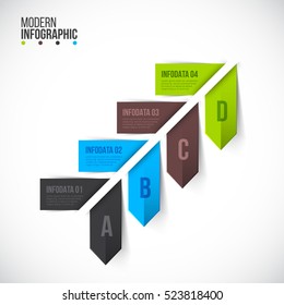Business data visualization. Process chart. Abstract elements of arrows, diagram with 4 steps, options, parts or processes. Vector business template for presentation. Creative concept for infographic.