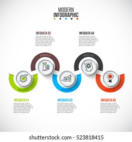Business data visualization. Process chart. Abstract elements of graph, diagram with 5 steps, options, parts or processes. Vector business template for presentation. Creative concept for infographic.