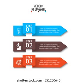 Business data visualization. Process chart. Abstract elements of graph, diagram with 3 steps, options, parts or processes. Vector business template for presentation. Creative concept for infographic.