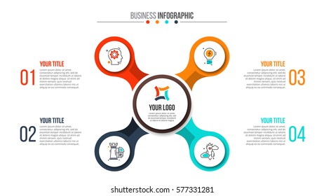 Business data visualization. Process chart. Abstract element of graph, diagram with 4 steps, options, parts or processes. Vector business template for presentation. Creative concept for infographic.