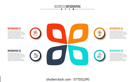 Business data visualization. Process chart. Abstract element of graph, diagram with 4 steps, options, parts or processes. Vector business template for presentation. Creative concept for infographic.