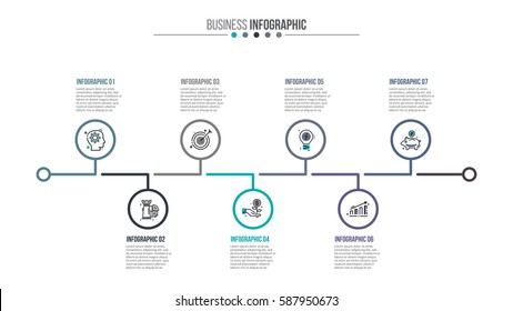 Business Data Visualization. Process Chart. Abstract Elements Of Graph, Diagram With 7 Steps, Options, Parts Or Processes. Vector Business Template For Presentation. Creative Concept For Infographic.