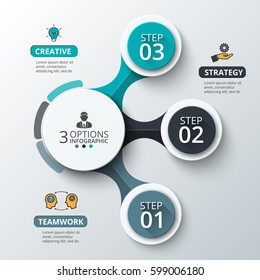 Visualização de dados de negócios. Gráfico do processo. Elementos abstratos de gráfico, diagrama com 3 etapas, opções, peças ou processos. Modelo de negócio vetorial para apresentação. Conceito criativo para infográfico.