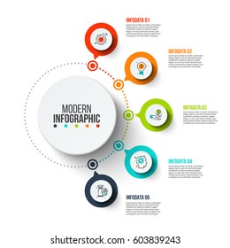 Business data visualization. Process chart. Abstract elements of graph, diagram with 5 steps, options, parts or processes. Vector business template for presentation. Creative concept for infographic.