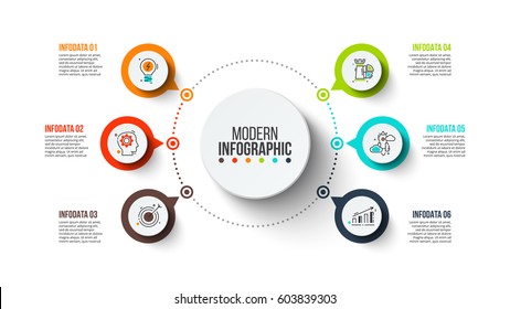 Business Data Visualization. Process Chart. Abstract Elements Of Graph, Diagram With 6 Steps, Options, Parts Or Processes. Vector Business Template For Presentation. Creative Concept For Infographic.