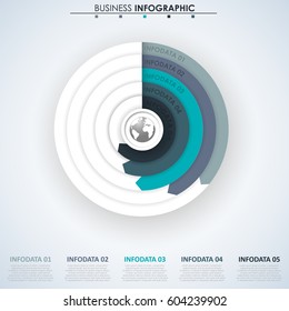 Business data visualization. Process chart. Abstract elements of graph, diagram with 5 steps, options, parts or processes. Vector business template for presentation. Creative concept for infographic.