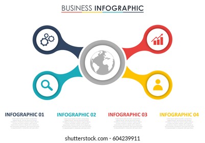 Business data visualization. Process chart. Abstract elements of graph, diagram with 4 steps, options, parts or processes. Vector business template for presentation. Creative concept for infographic.