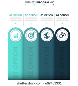 Business data visualization. Process chart. Abstract elements of graph, diagram with 4 steps, options, parts or processes. Vector business template for presentation. Creative concept for infographic.