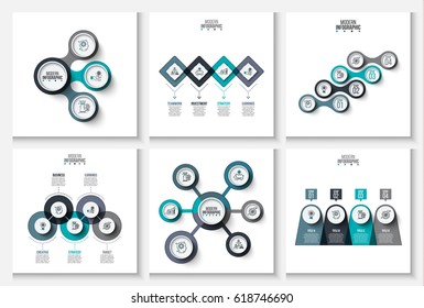 Business data visualization. Process chart. Abstract elements of graph, diagram with 3, 4, 5 and 6 steps, options, parts. Vector business template for presentation. Creative concept for infographic.