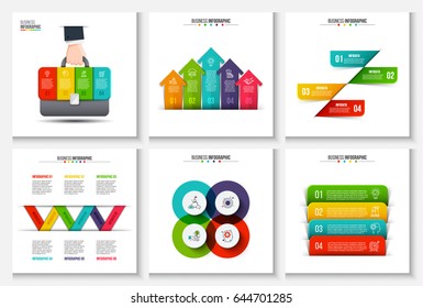 Business data visualization. Process chart. Abstract elements of graph, diagram with 4, 5 and 6 steps, options or processes. Vector business template for presentation. Creative concept for infographic