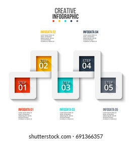 Business data visualization. Process chart. Abstract elements of graph, diagram with 5 steps, options, parts or processes. Vector business template for presentation. Creative concept for infographic.
